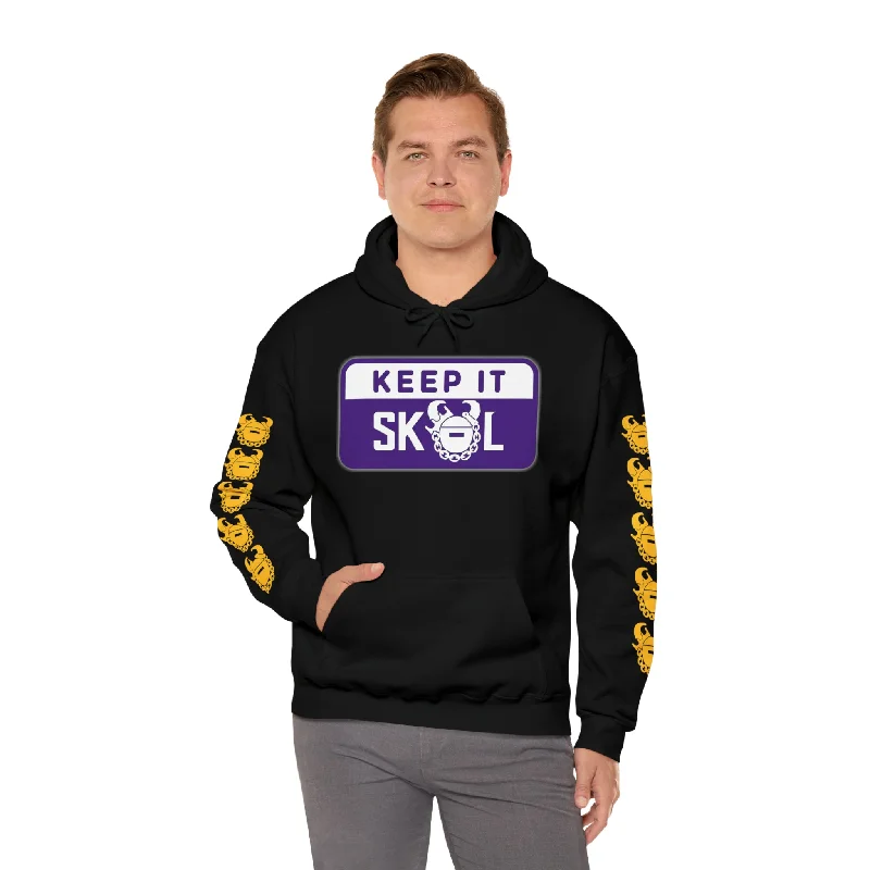 Unisex Heavy Blend™ Hooded Sweatshirt - Keep it Simple (Framed) + Game Day Helmet (Sleeves)