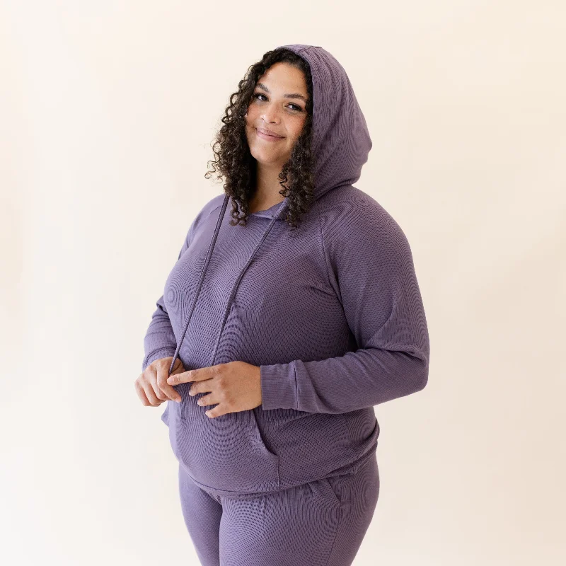 Women's Ribbed Hoodie in Currant