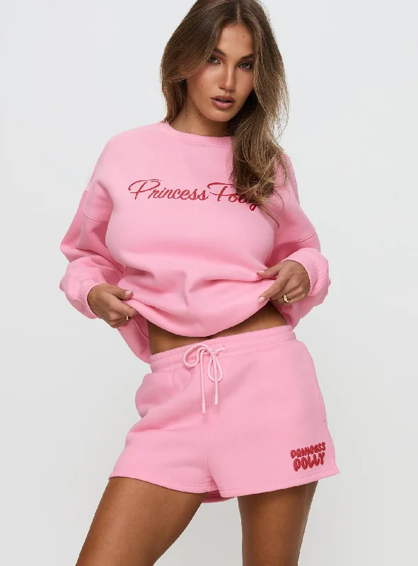 Princess Polly Sweat Short Bubble Text Pink / Red