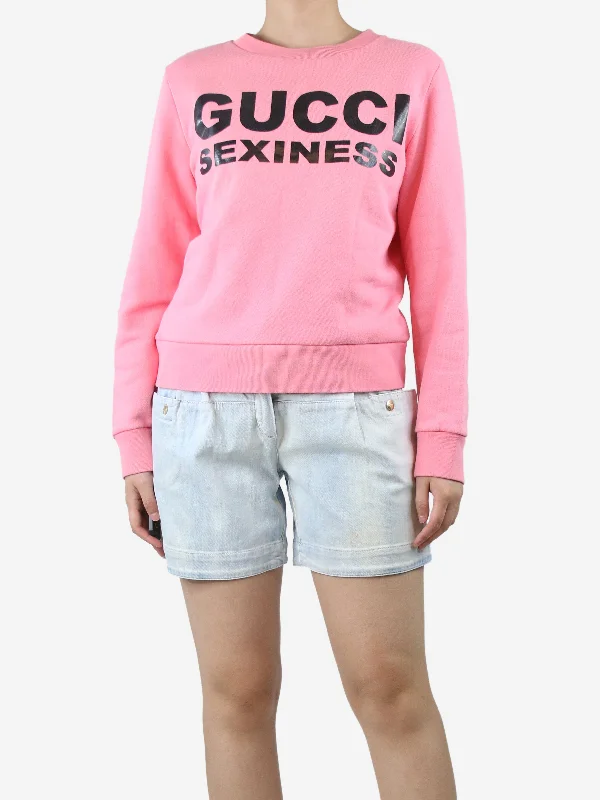 Pink slogan printed sweatshirt - size S