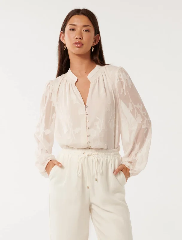 Tulip Textured Sheer Blouse