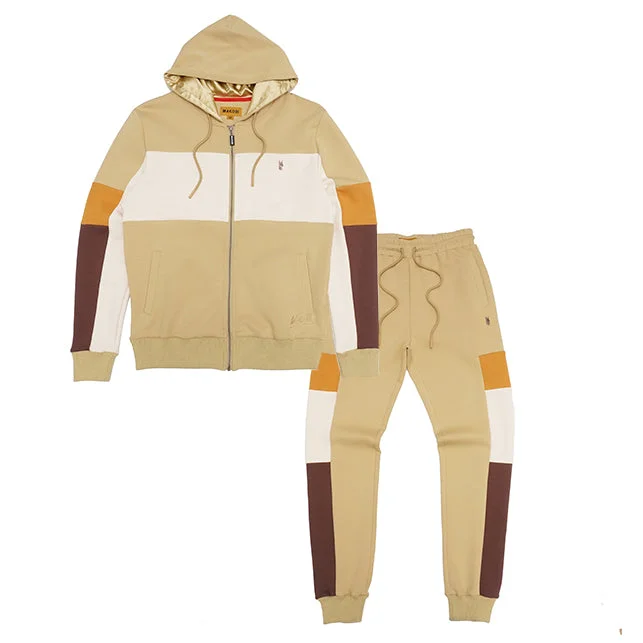 M2323 Paolo Fleece Jacquard Hoodie Track Set - Khaki