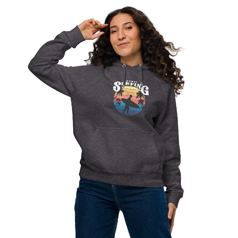 Hawai Surfing Vintage Graphic Women Eco Raglan Hoodie