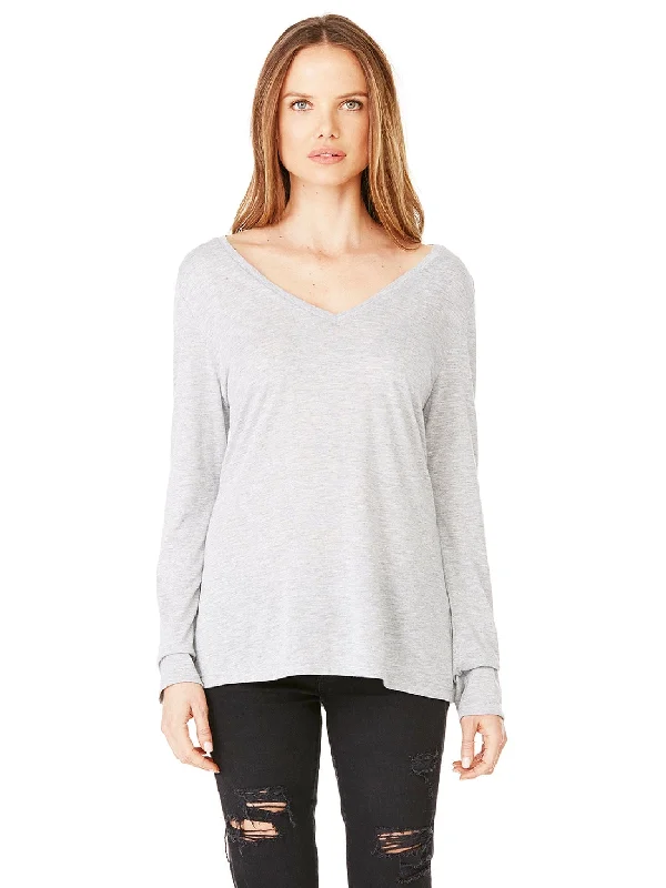 Bella+Canvas Ladies Flowy Long Sleeve V-Neck