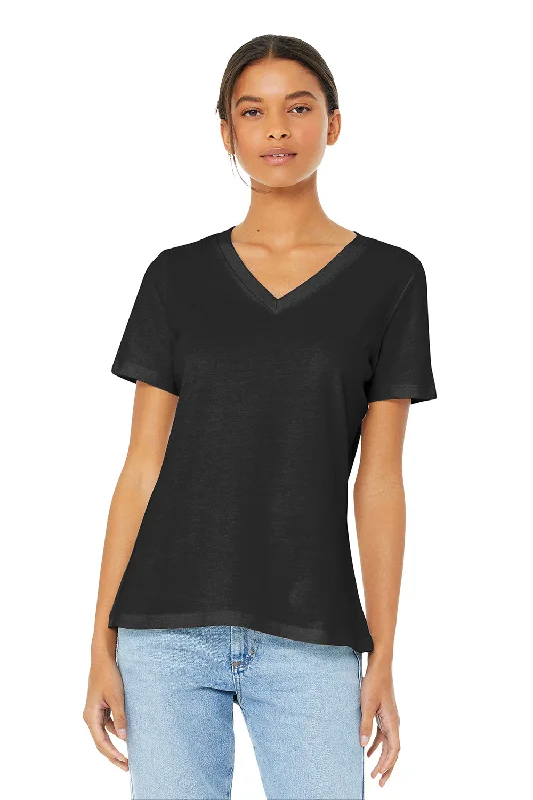 Bella + Canvas Womens Relaxed Jersey Short Sleeve V-Neck T-Shirt - Black