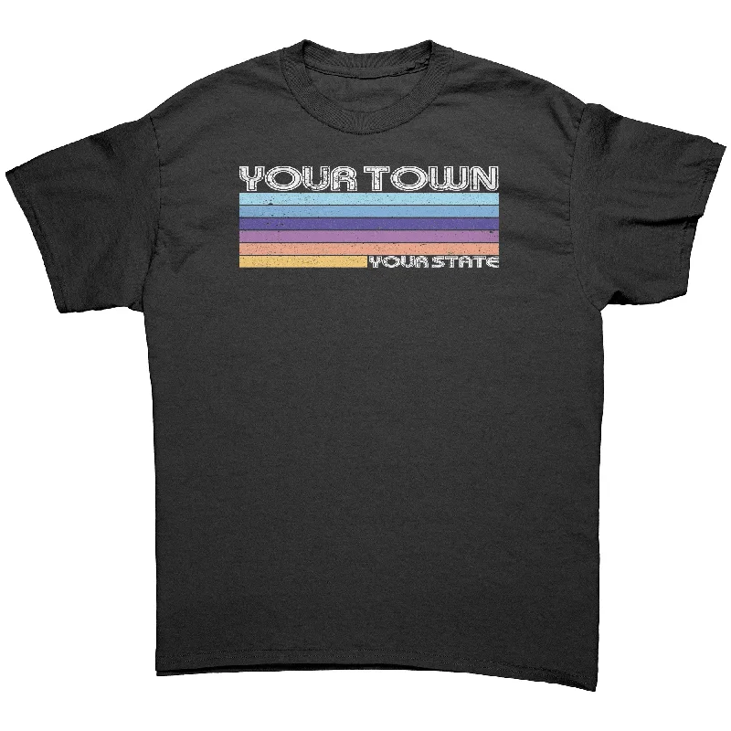 CUSTOM, ANY TOWN/CITY Retro 70’s 80’s Look Unisex T-SHIRT