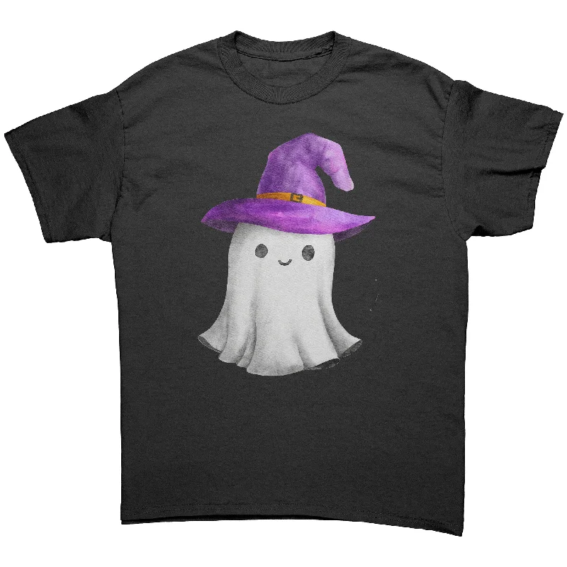 Cute Ghost with Witch Hat Unisex Halloween T-Shirt