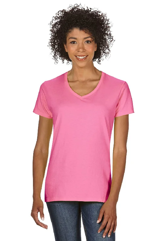 Gildan Womens Short Sleeve V-Neck T-Shirt - Azalea Pink