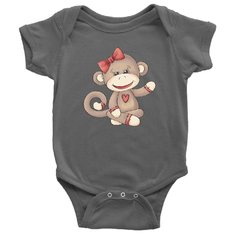 GIRL SOCK MONKEY Baby One Piece Snap Bodysuit