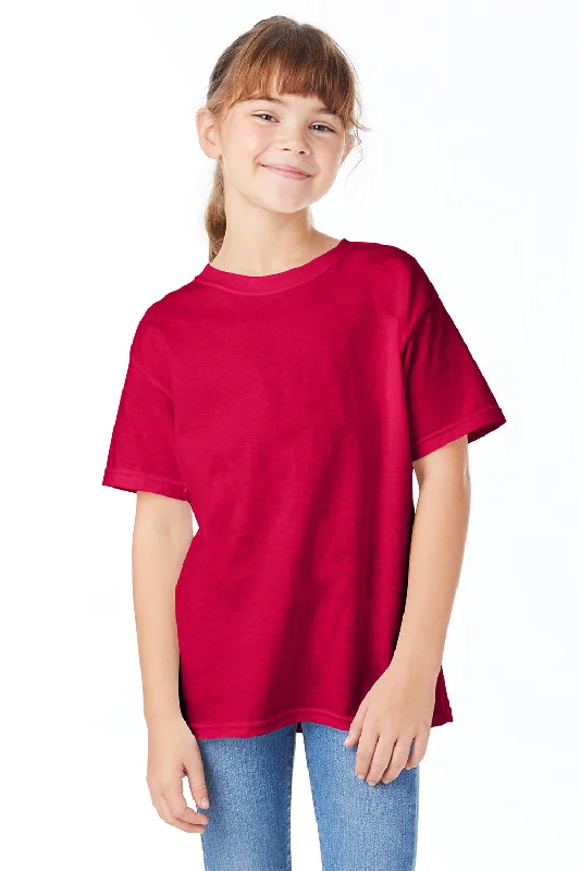 Hanes Youth ComfortSoft Short Sleeve Crewneck T-Shirt - Athletic Crimson Red