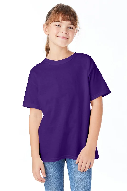 Hanes Youth ComfortSoft Short Sleeve Crewneck T-Shirt - Athletic Purple