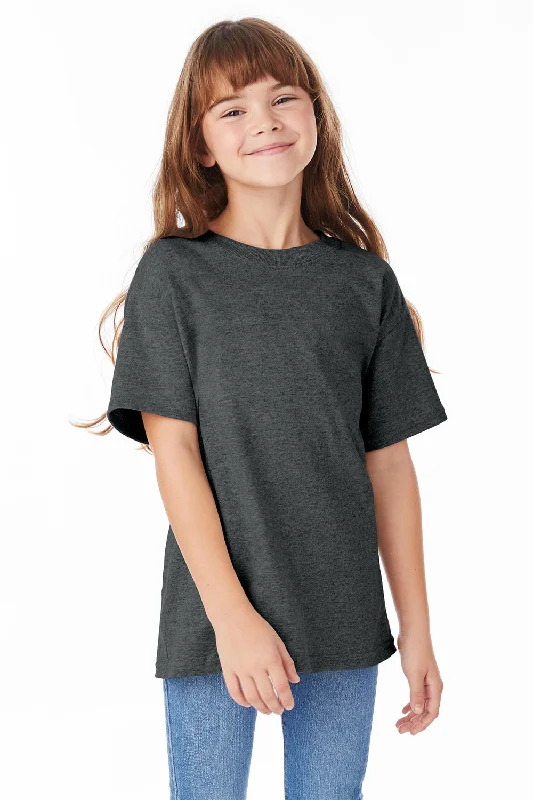 Hanes Youth ComfortSoft Short Sleeve Crewneck T-Shirt - Heather Charcoal Grey