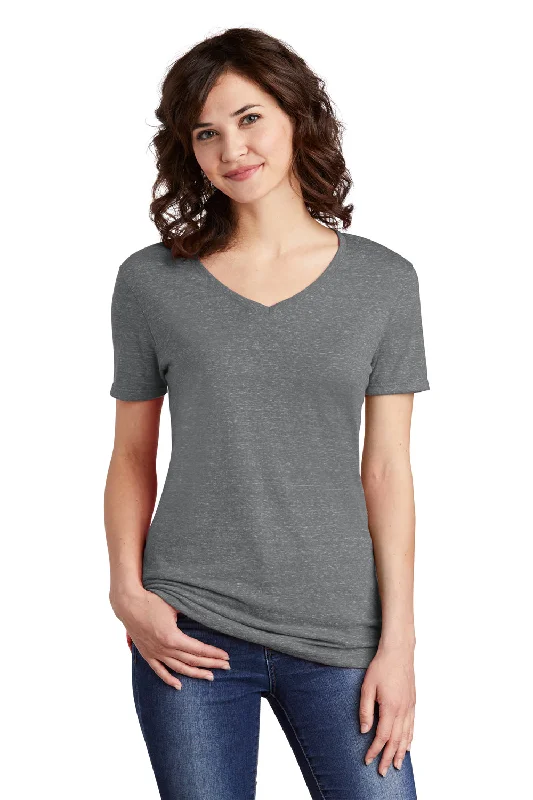 Jerzees Womens Vintage Snow Short Sleeve V-Neck T-Shirt - Charcoal Grey