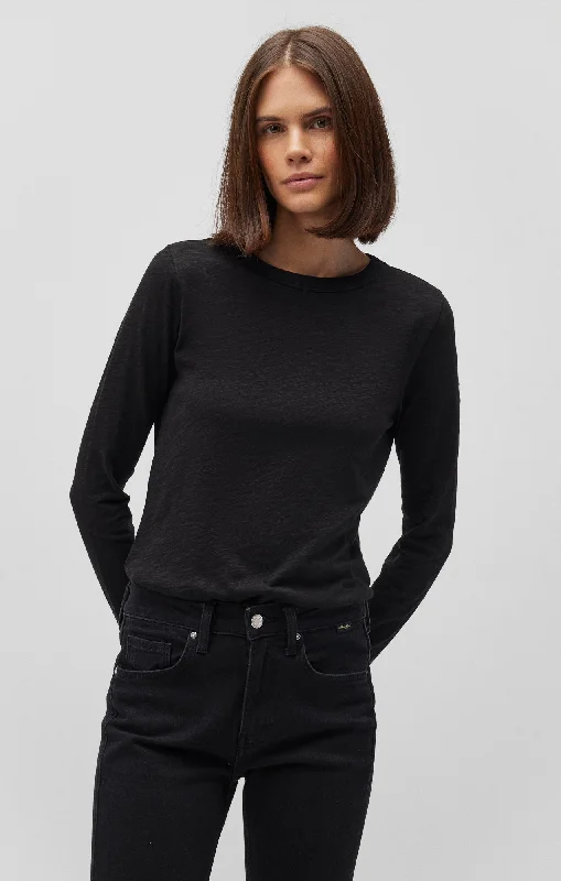 LONG SLEEVE CREW NECK T-SHIRT IN BLACK