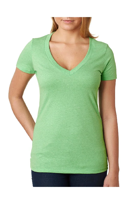 Next Level Womens CVC Jersey Short Sleeve V-Neck T-Shirt - Apple Green - Closeout