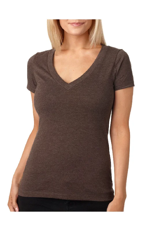 Next Level Womens CVC Jersey Short Sleeve V-Neck T-Shirt - Espresso Brown - Closeout