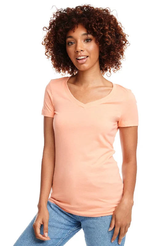 Next Level Womens Ideal Jersey Short Sleeve V-Neck T-Shirt - Light Orange