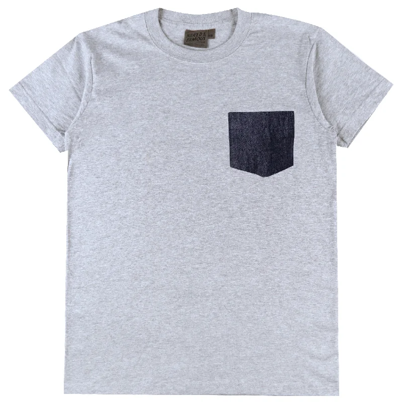 Pocket Tee - Heather Grey + Slub Nep Rinsed Denim