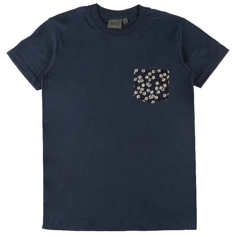 Pocket Tee - Navy - Kimono Flowers