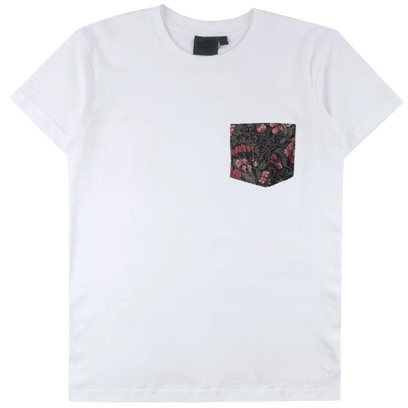 Pocket Tee - White + Muted Flowers Organic