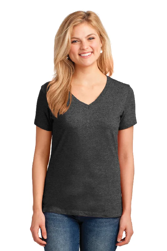 Port & Company Womens Core Short Sleeve V-Neck T-Shirt - Heather Dark Grey