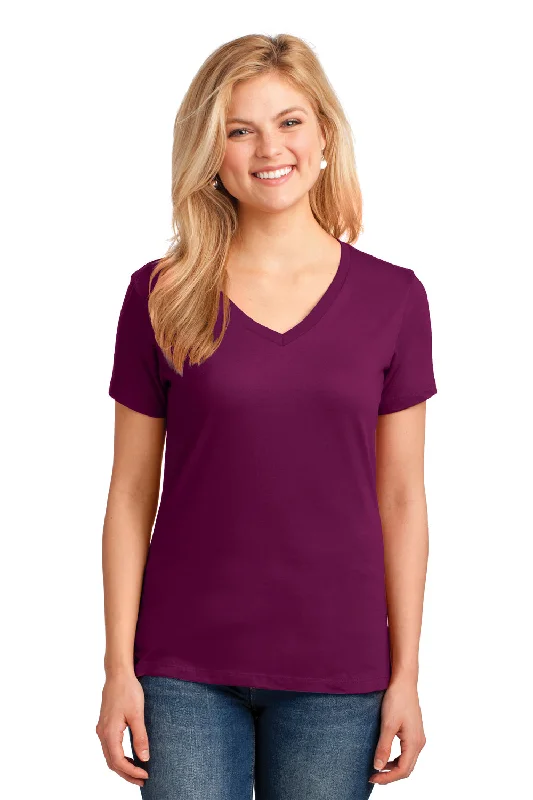 Port & Company Womens Core Short Sleeve V-Neck T-Shirt - Raspberry Purple