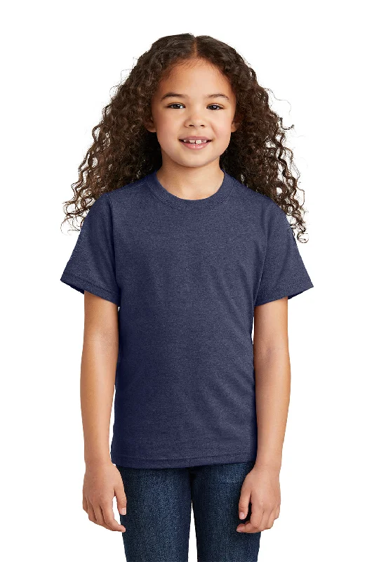 Port & Company Youth Short Sleeve Crewneck T-Shirt - Heather Team Navy Blue