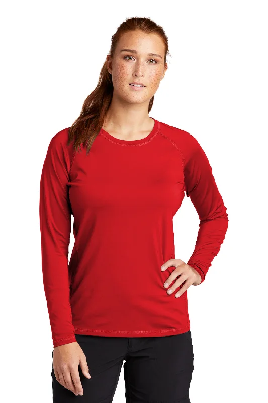 Sport-Tek Womens Rashguard Moisture Wicking Long Sleeve Crewneck T-Shirt - True Red