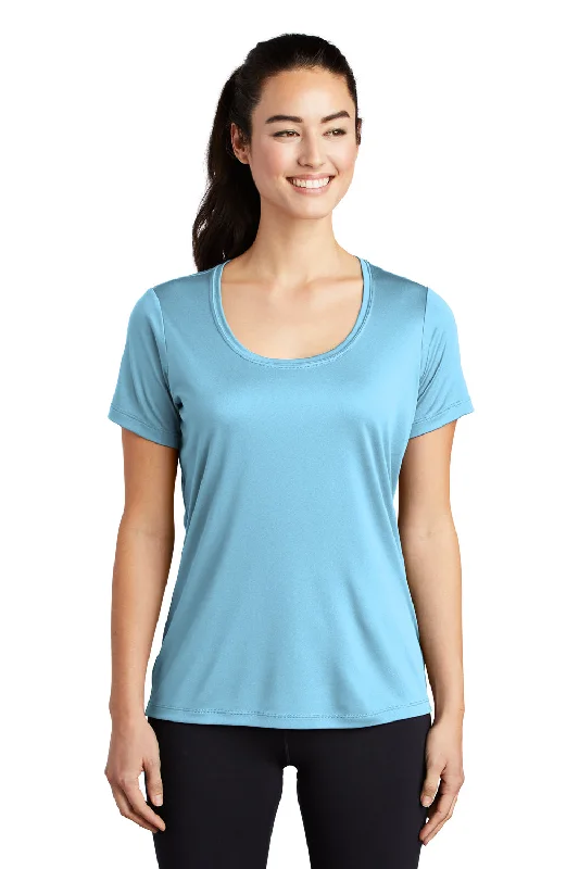 Sport-Tek Womens Moisture Wicking Short Sleeve Scoop Neck T-Shirt - Light Blue