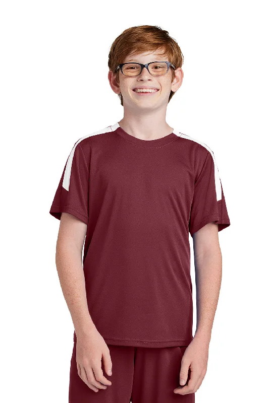 Sport-Tek Youth Moisture Wicking Competitor United Short Sleeve Crewneck T-Shirt - Maroon/White - COMING SOON