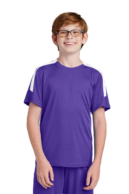 Sport-Tek Youth Moisture Wicking Competitor United Short Sleeve Crewneck T-Shirt - Purple/White - COMING SOON