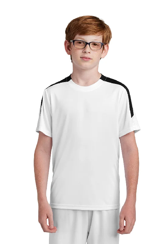 Sport-Tek Youth Moisture Wicking Competitor United Short Sleeve Crewneck T-Shirt - White/Black - COMING SOON