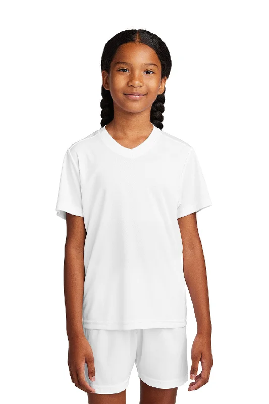 Sport-Tek Youth Moisture Wicking Competitor United Short Sleeve V-Neck T-Shirt - White - COMING SOON