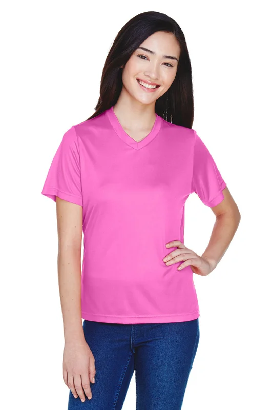 Team 365 Womens Zone Performance Moisture Wicking Short Sleeve V-Neck T-Shirt - Charity Pink