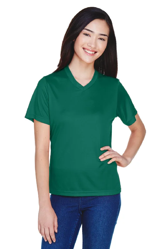 Team 365 Womens Zone Performance Moisture Wicking Short Sleeve V-Neck T-Shirt - Forest Green