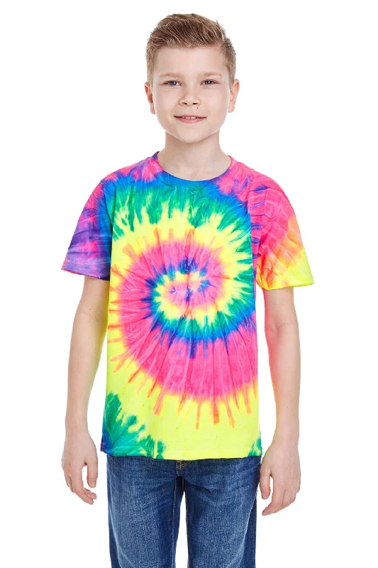 Tie-Dye Youth Short Sleeve Crewneck T-Shirt - Neon Rainbow