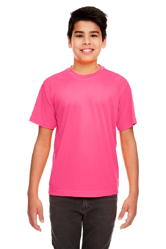 UltraClub Youth Cool & Dry Performance Moisture Wicking Short Sleeve Crewneck T-Shirt - Heliconia Pink