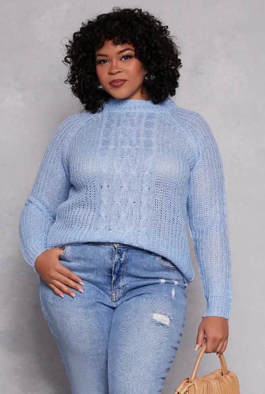 Plus Size Cable Knit Shaker Sweater