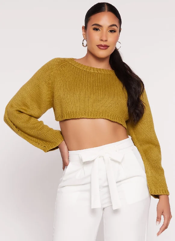 Open Tie Back Cropped Sweater