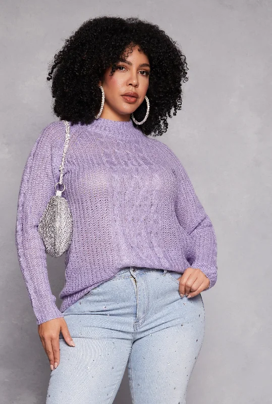 Plus Size Cable Knit Shaker Sweater