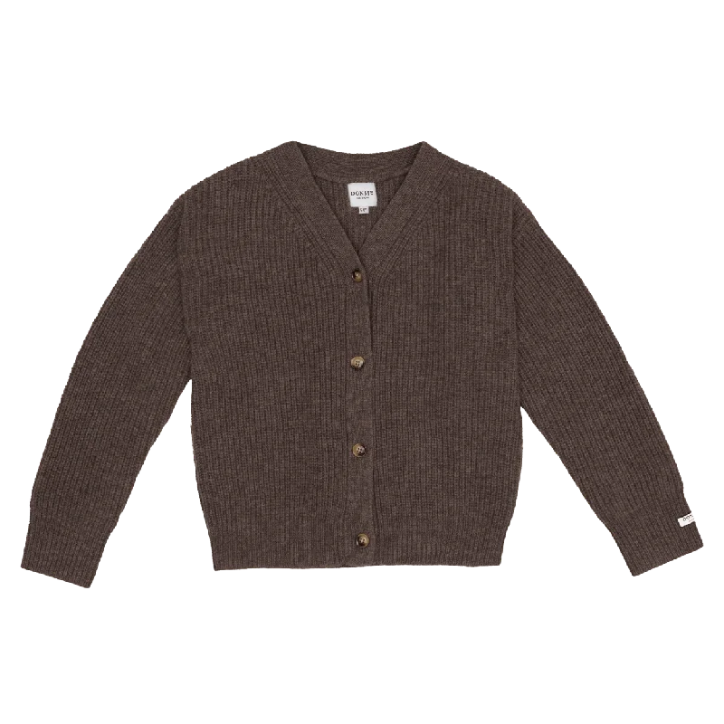 Matu Merino Wool Cardigan | Dark Taupe Melange