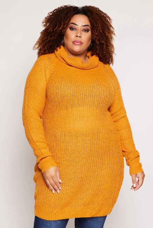 Plus Size Turtle Neck Tunic Sweater