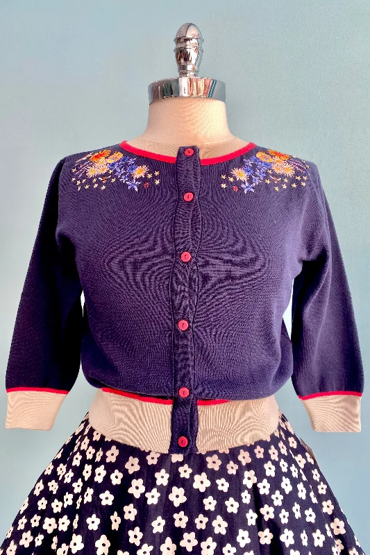 Navy Edible Flowers Vera Cardigan by Palava