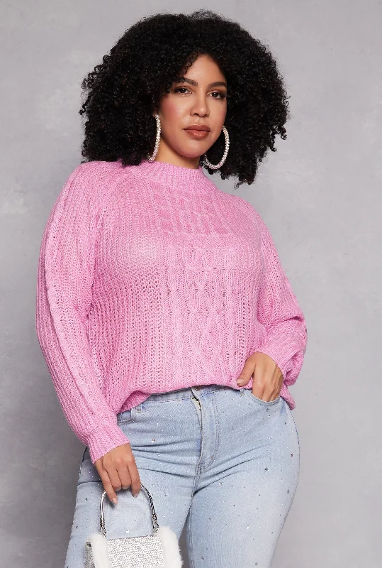 Plus Size Cable Knit Shaker Sweater