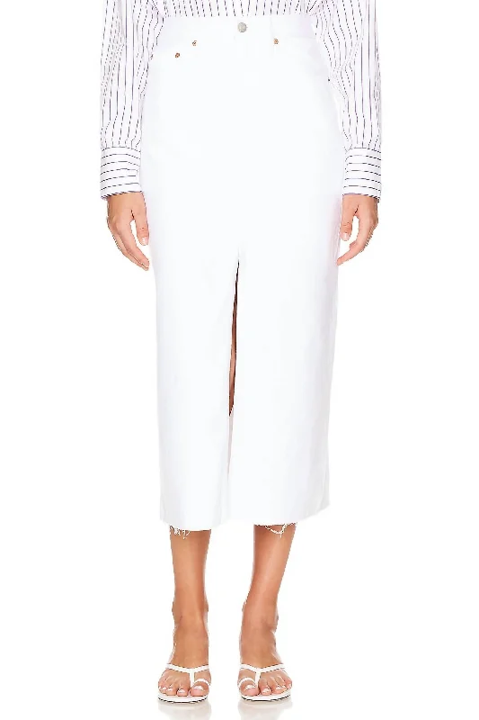 Alice High Rise Midi Skirt In White