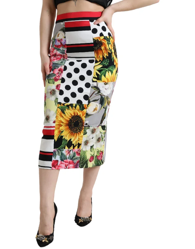 Dolce & Gabbana Glamorous High Waist Patchwork Midi Women's Skirt