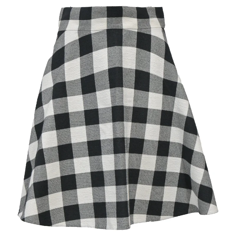 Dolce & Gabbana Mini Checkered Print A-Line Skirt in Multicolor Wool