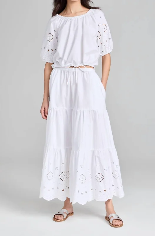 Gabrielle Eyelet Maxi Skirt In White