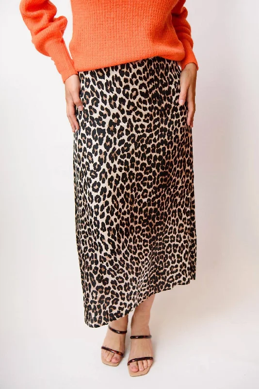 Leopard Midi Skirt In Brown