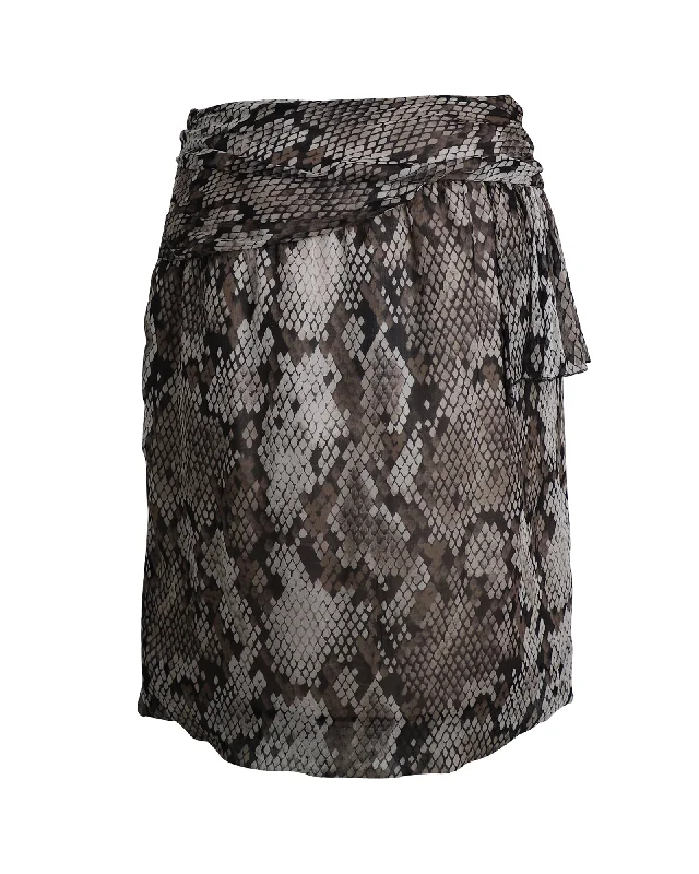 Moschino Cheap And Chic Snake Print Skirt in Animal Print Silk